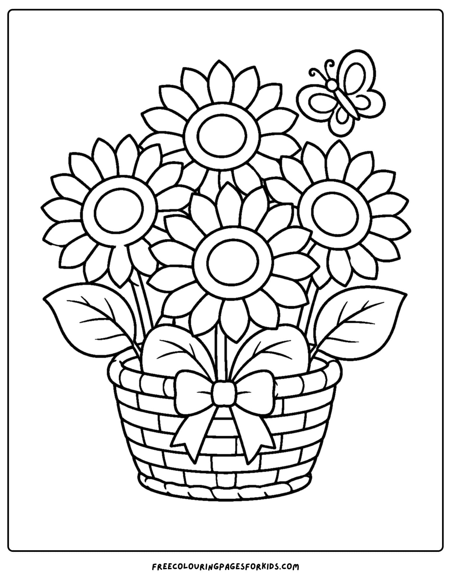 a coloring page of a flower bouquet of sunflowers