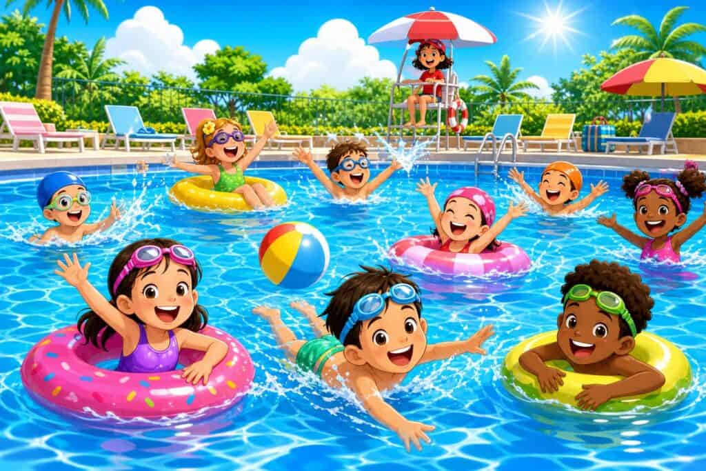 swimming coloring pages