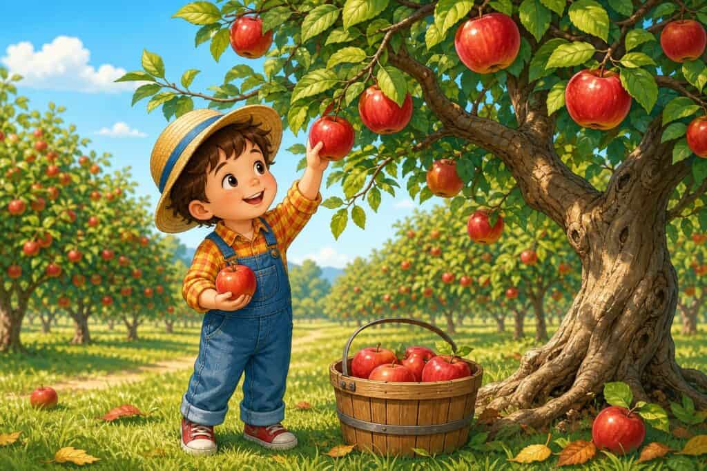 apple picking coloring pages