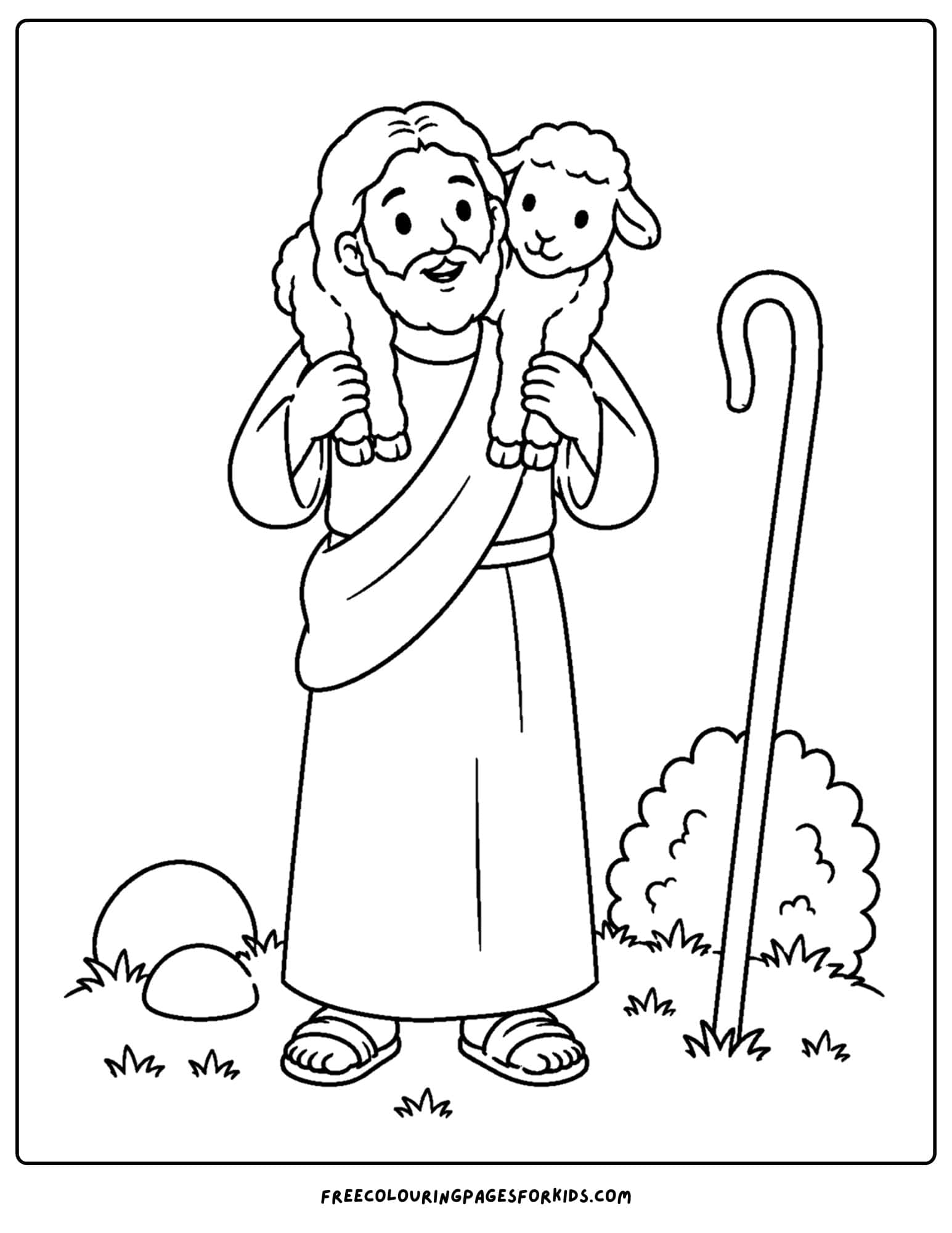 a coloring page of jesus finding a lost sheep