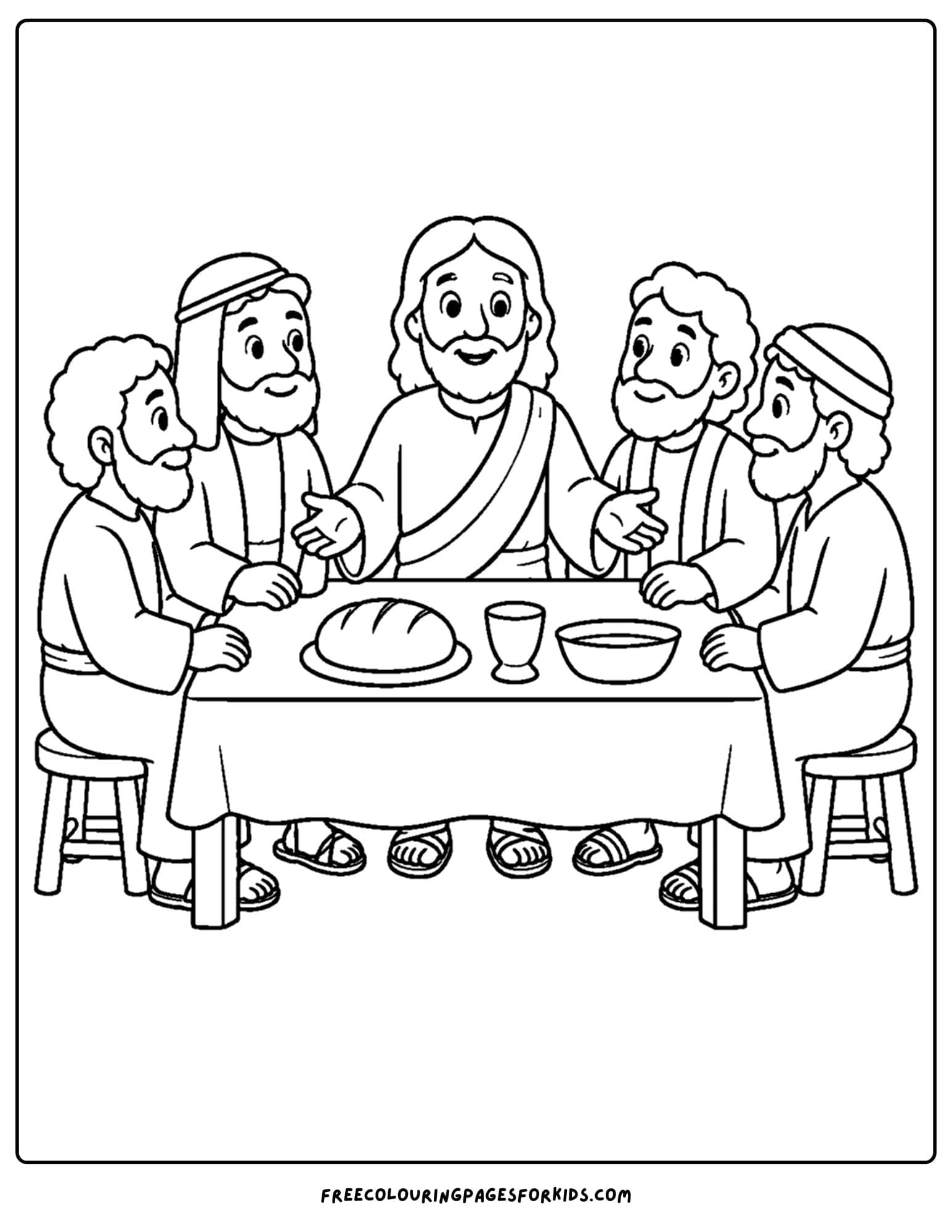 a coloring page of jesus sharing the last supper