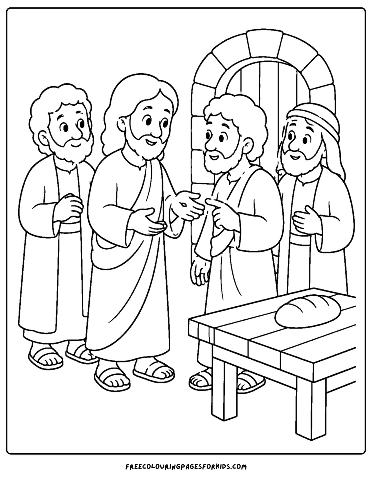 a coloring page of jesus speaking with thomas