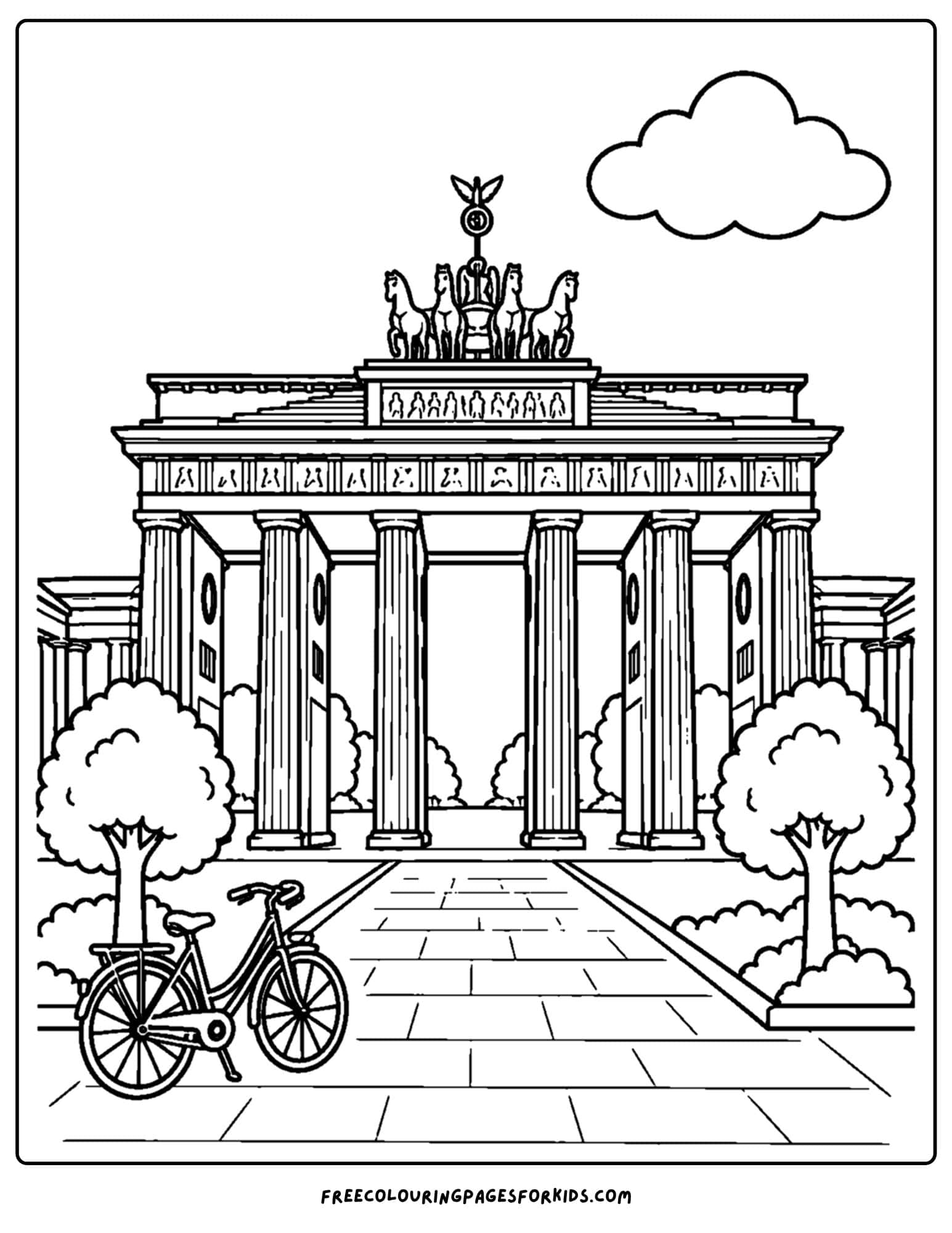a coloring page of a landmark named brandenburg gate in berlin