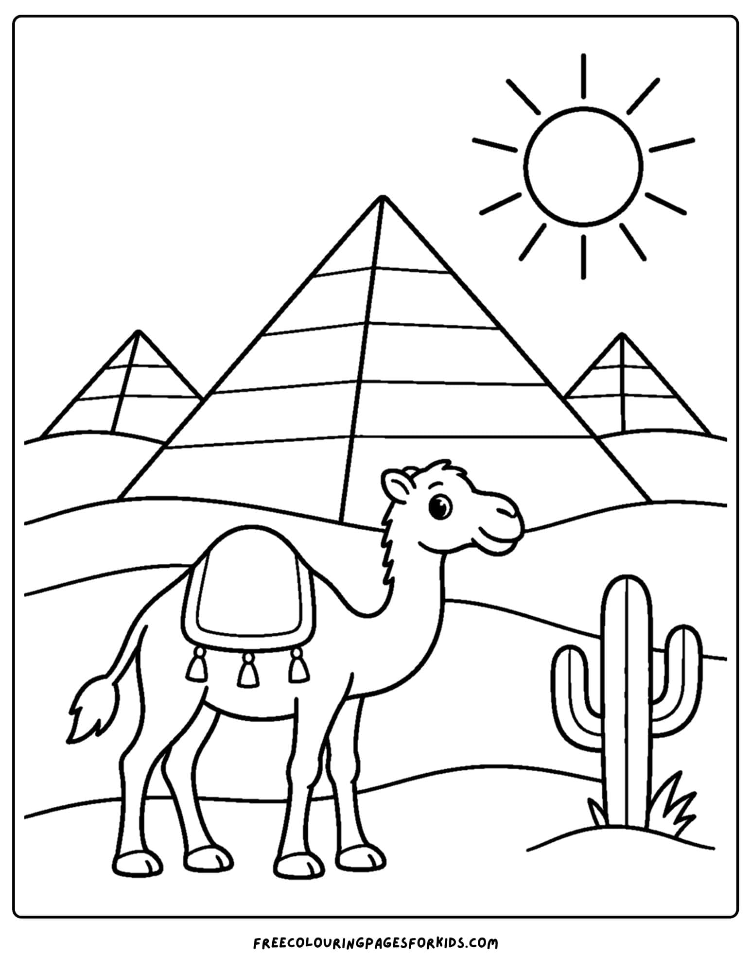 a coloring page of a landmark named the pyramids of giza in egypt