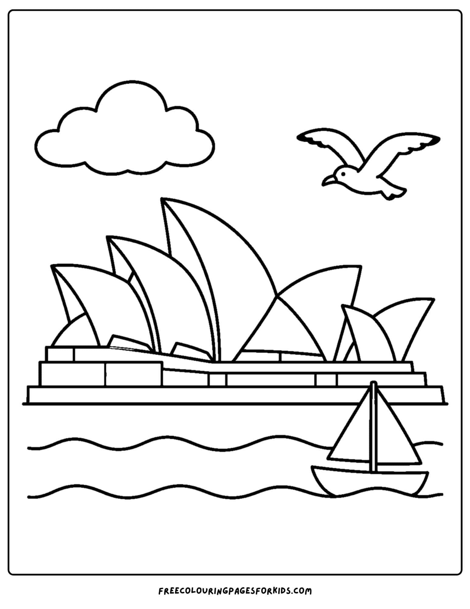 a coloring page of a landmark named the opera house in sydney