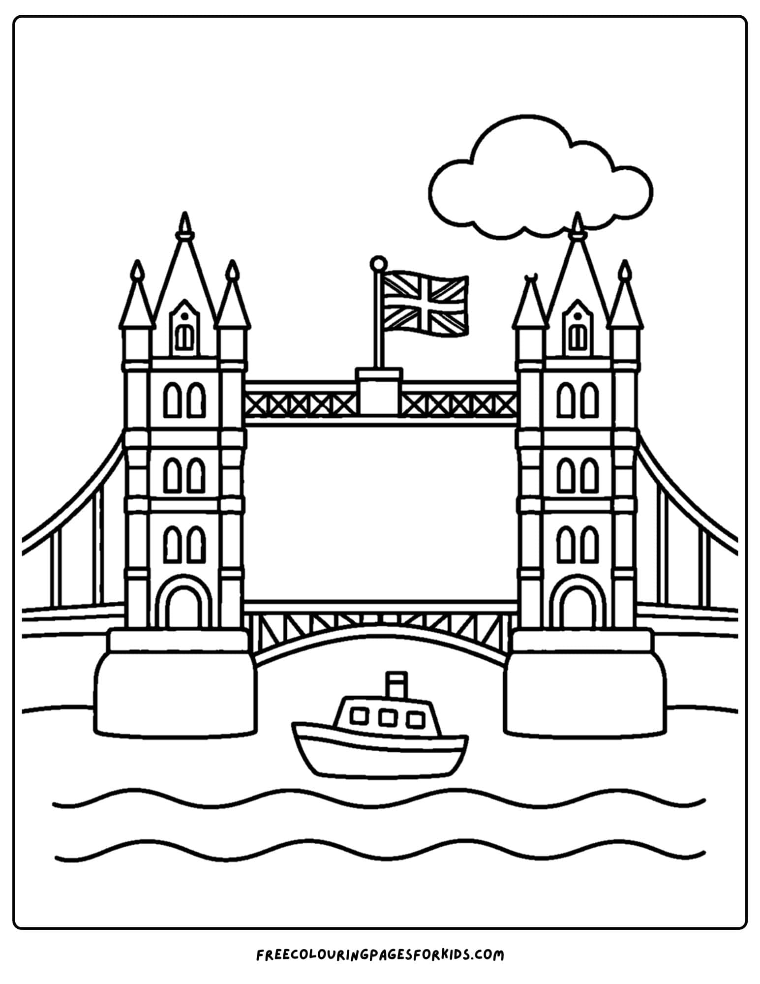 a coloring page of a landmark named london tower bridge in london