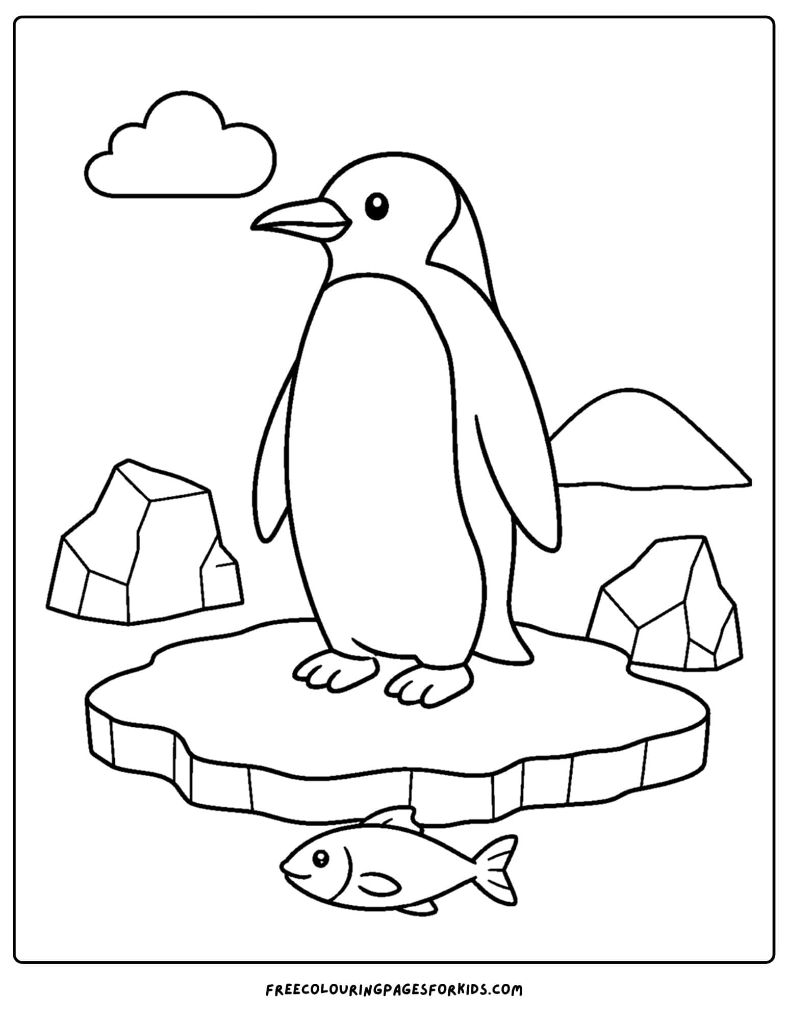 a coloring page of an emperor penguin