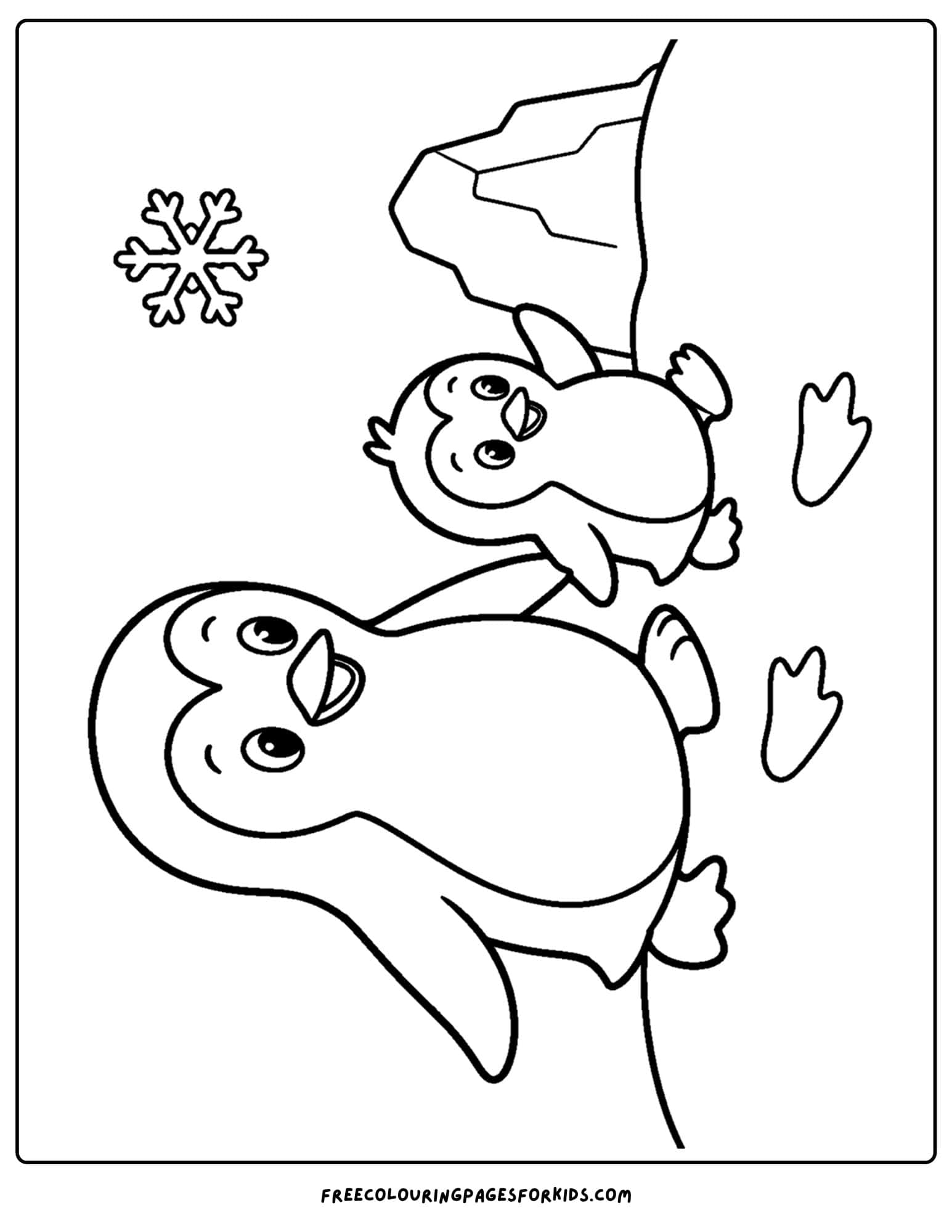 a coloring page of a penguin family together