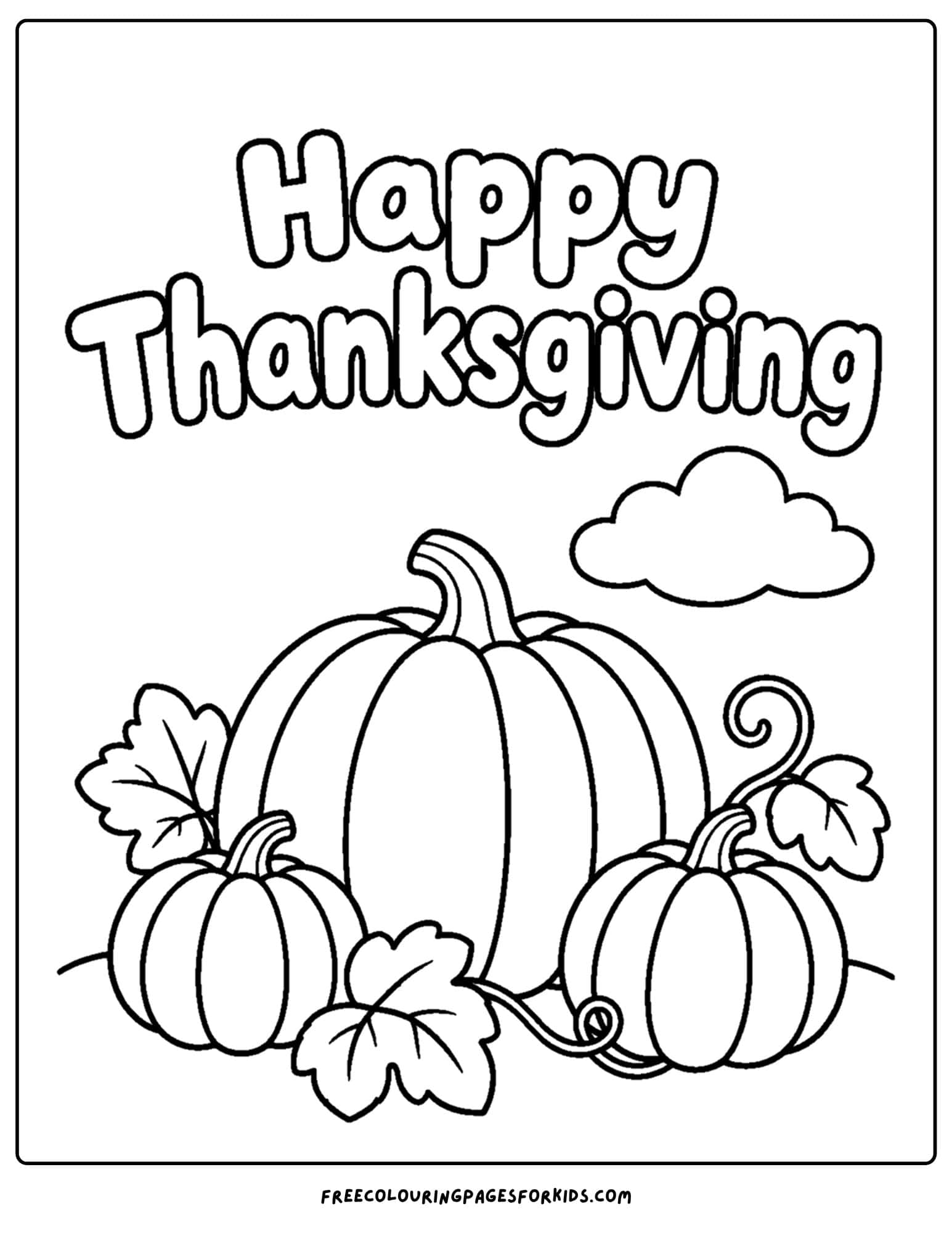 a coloring page for thanksgiving showing a pumpkin in a pumpkin patch