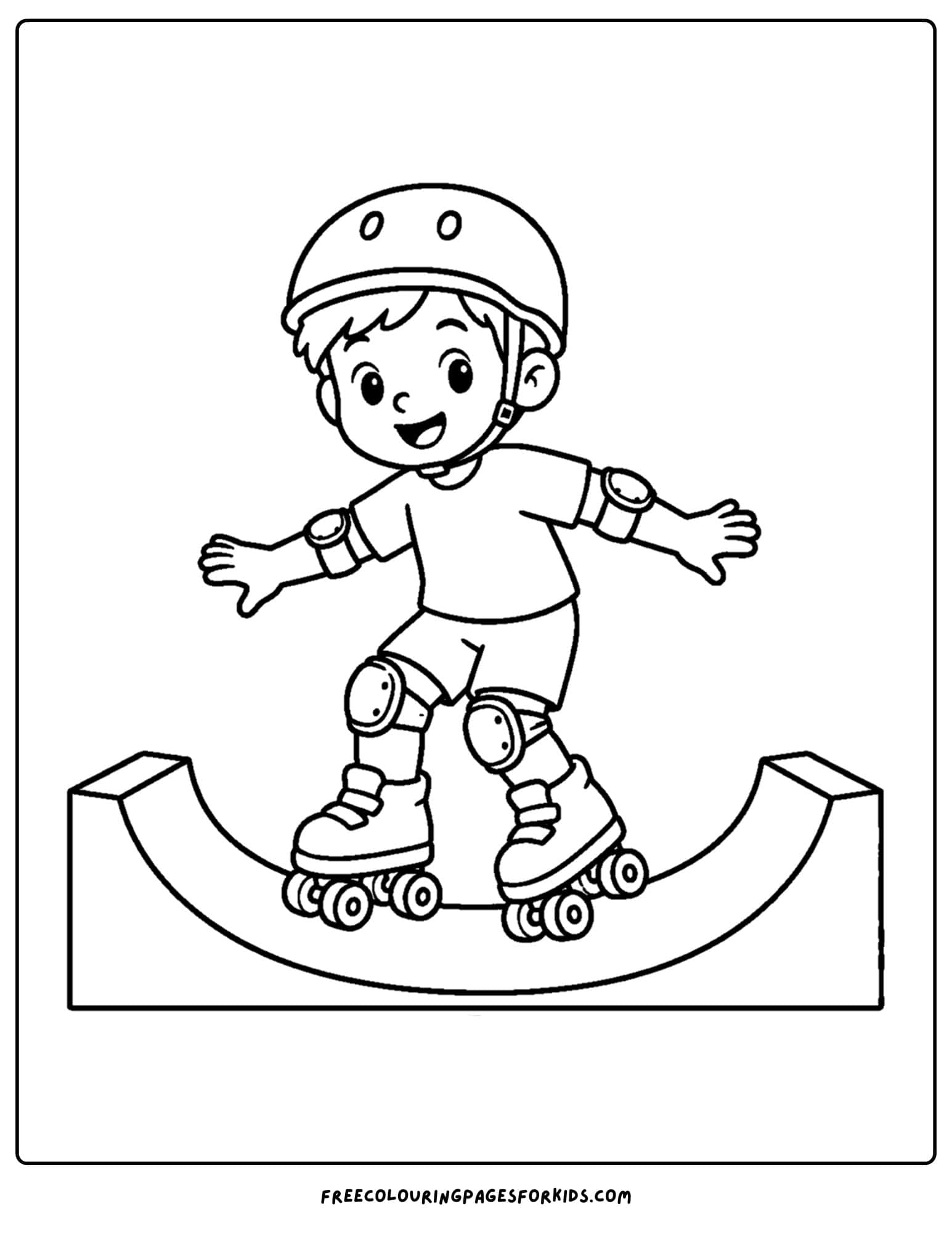 a y2k coloring page a child on a skate ramp