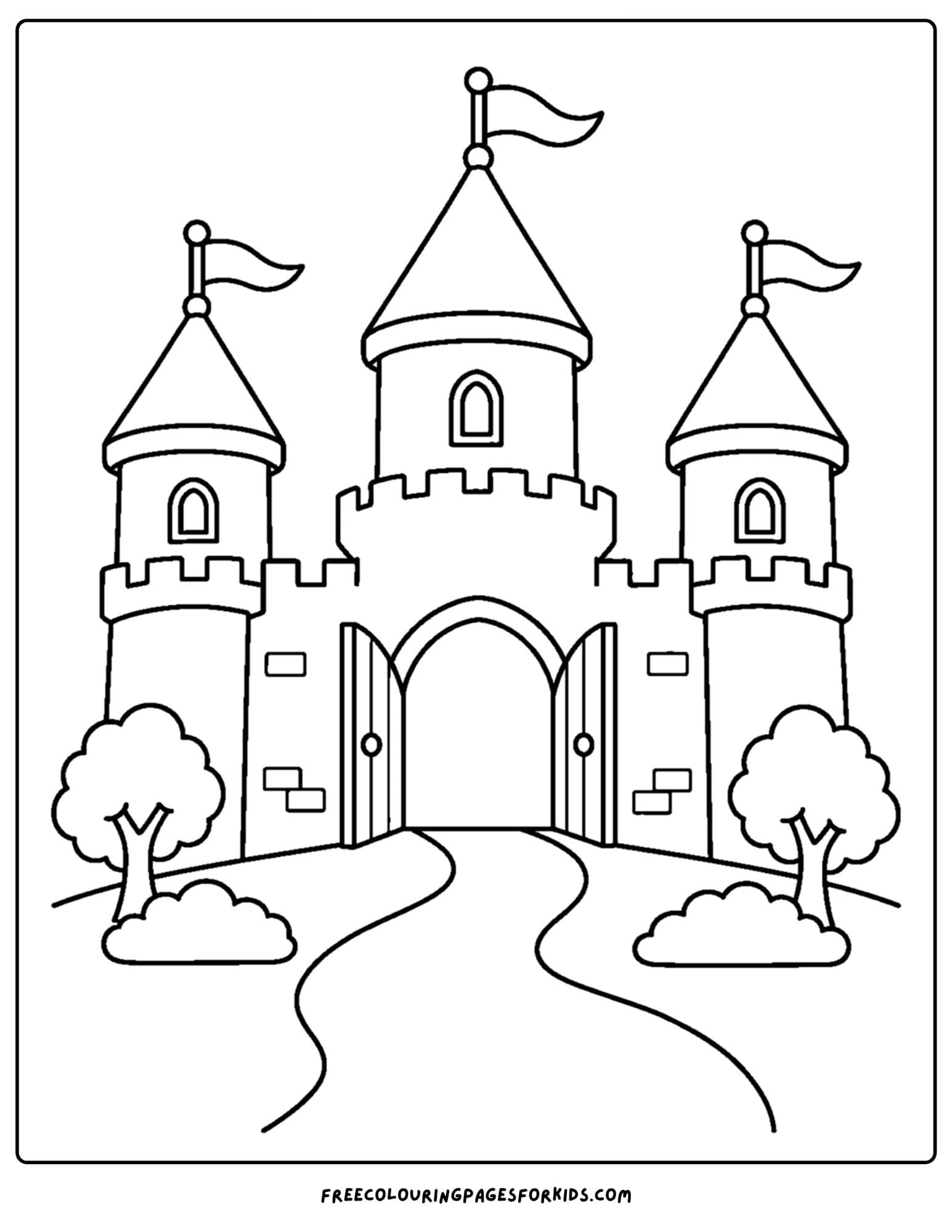 a cinderella coloring page of a fairy tale castle