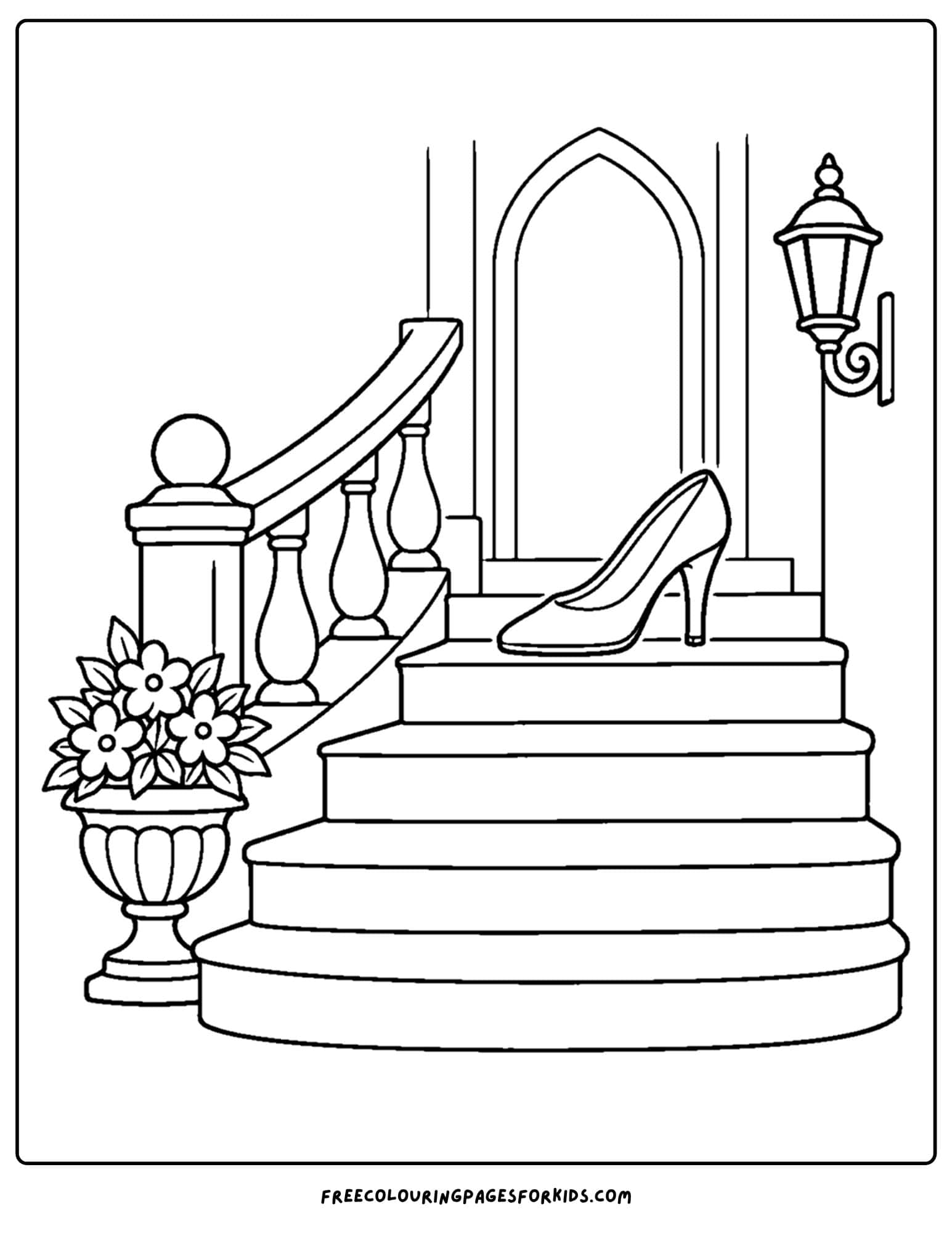 a cinderella coloring page of the lost glass slipper