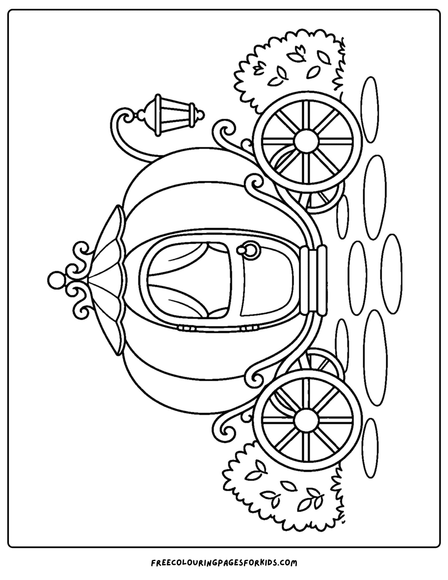 a cinderella coloring page of the carriage made from a pumpkin
