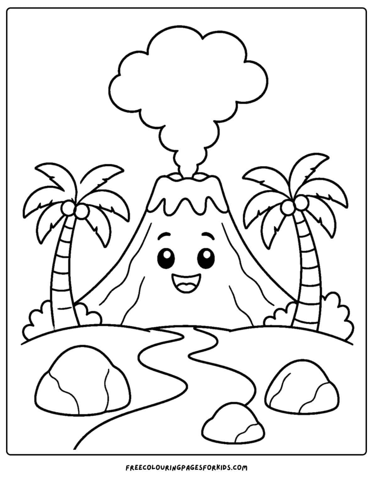 Simple Volcano Color Sheet Volcano Coloring Pages