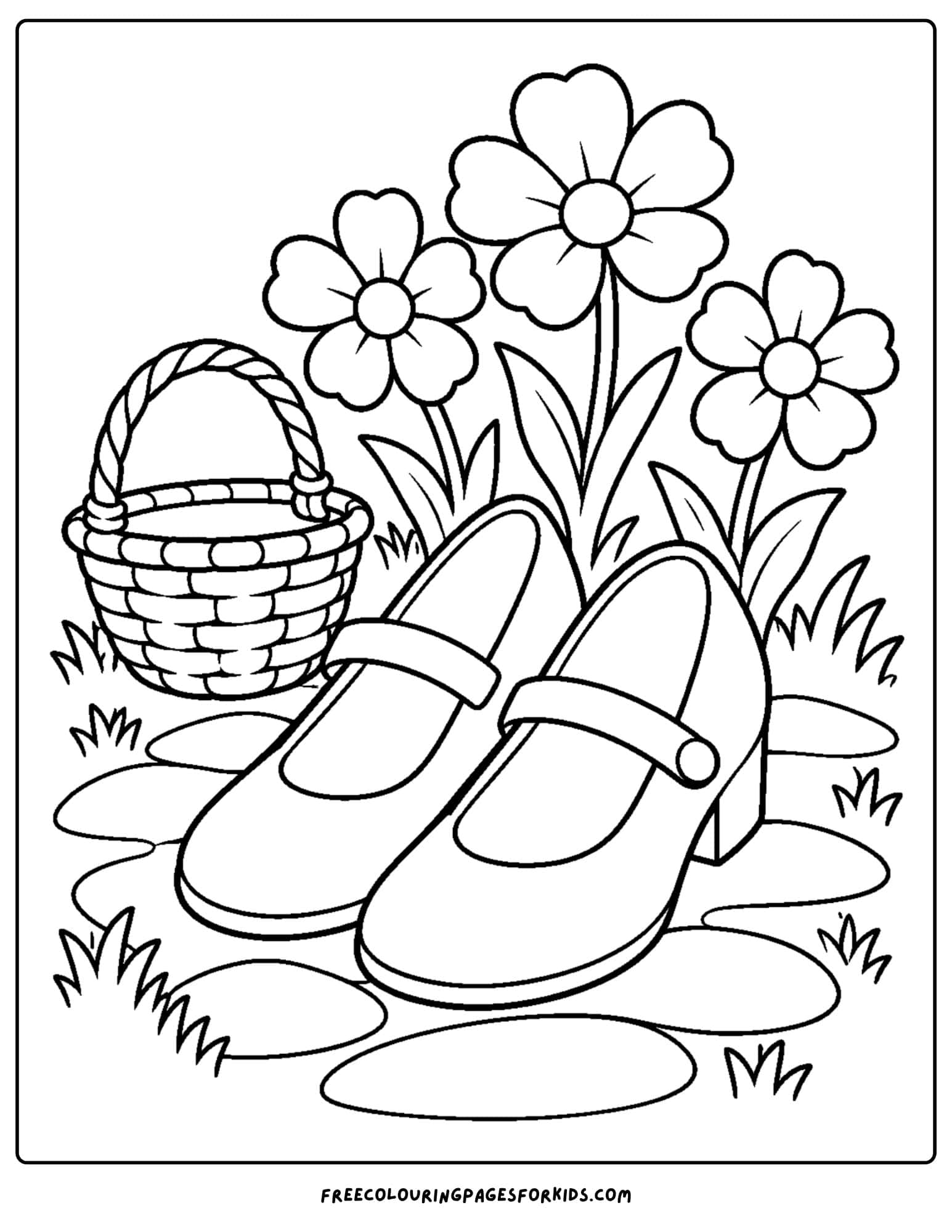 a wizard of oz coloring page depicting the magical shoes