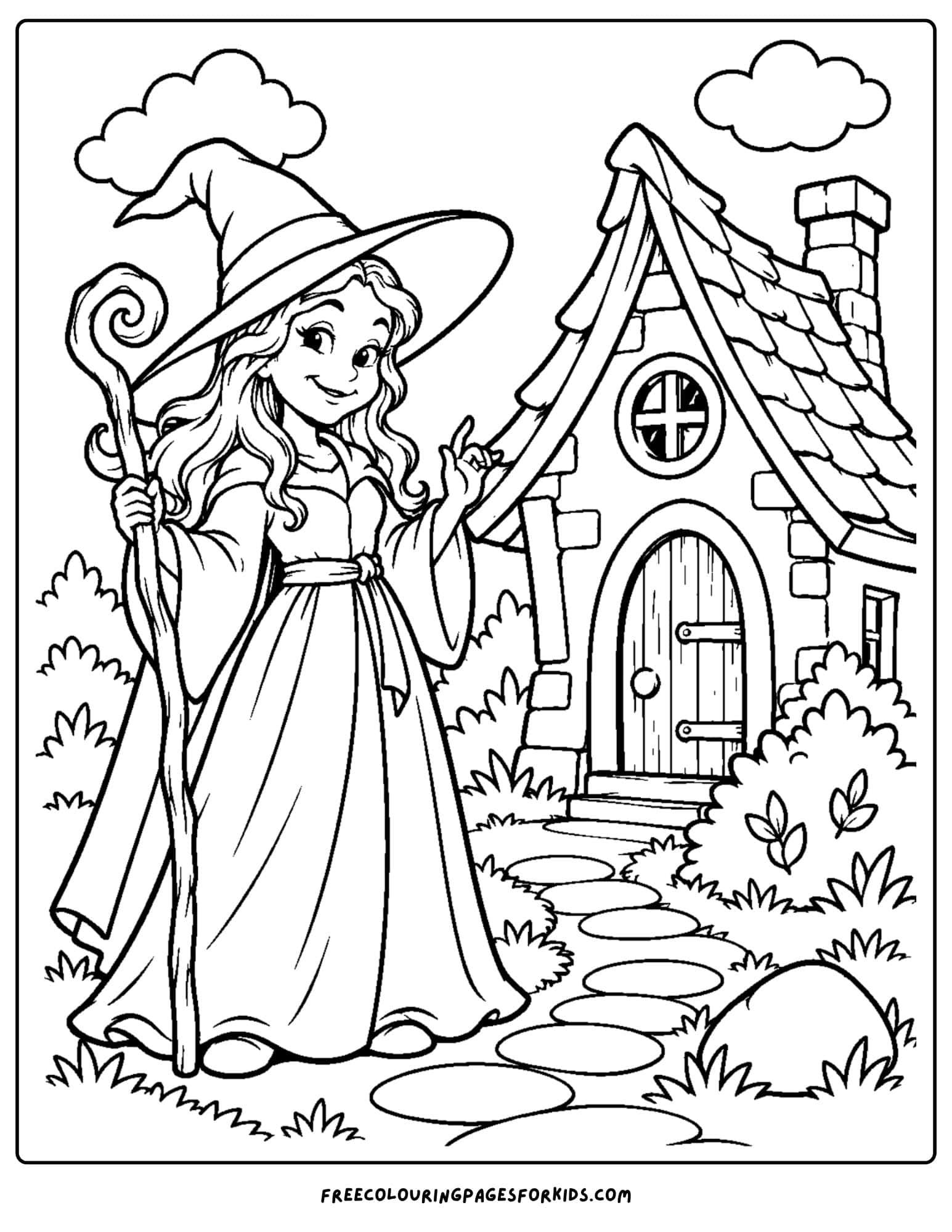 a wizard of oz coloring page depicting the wicked witch